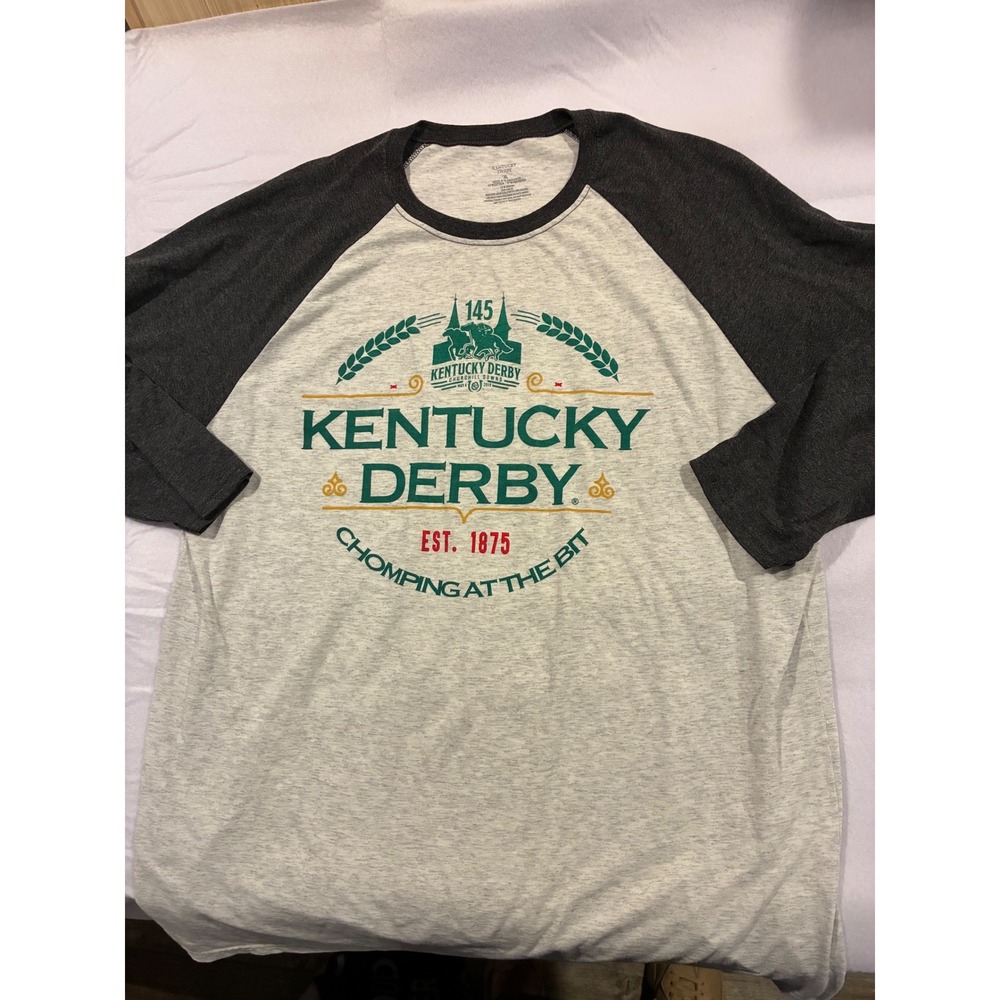 Kentucky Derby 145 Churchill Downs 2019 Baseball Raglan Shirt Gray XL Mens